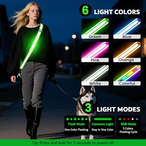 Hoeraonr Lauflicht Joggen mit Reflektoren Gürtel,LED Lauflampe Hochsichtbare Verstellbar Nacht Sicherheitslicht Laufgürtel für Joggen Laufen Running Fahrradfahren Hundewandern Outdoor Sports