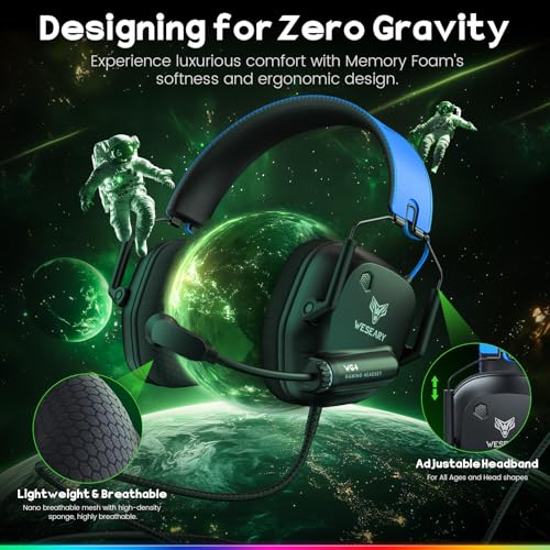 Image of WESEARY Wired Gaming Headset for Xbox One Series X|S, PC, PS4, PS5, Switch - Stereo Sound Gaming Headphones with Noise Cancelling Microphone - Soft Cushion, Headsets for Atari 2600 Accessories