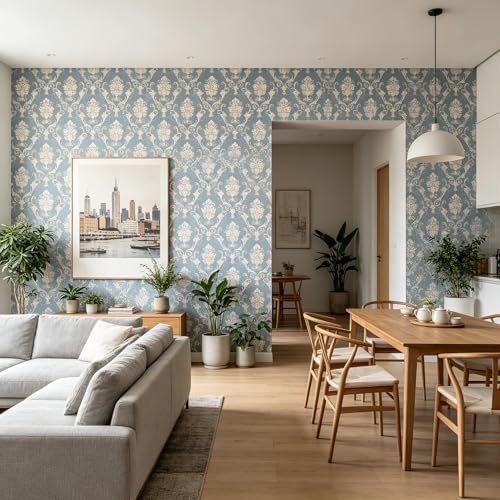 Papel tapiz grueso extraíble de damasco francés para pared 6