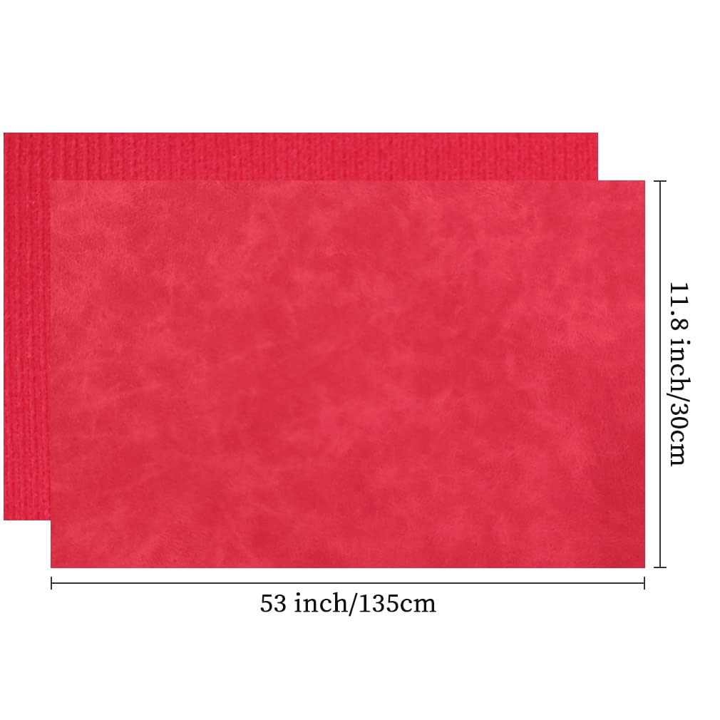 XHT Suede Faux Leather Fabric 30x135cm Waterproof Synthetic PU Leather for Earrings Pouches Hair Bows Making (Red) - Image 4