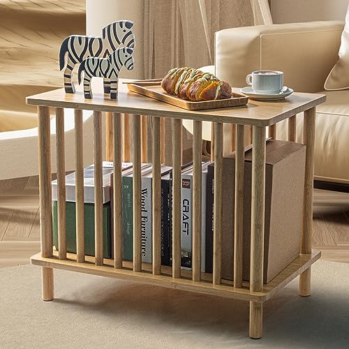 Bamboo Night Stand Bedroom Room, 3 Tier Night Stands for Bedrooms End Table Side Tables Living Room, Bedside Table Storage Table for Bedroom and Living, End Tables Living Room, 26 x 15 x 21 in