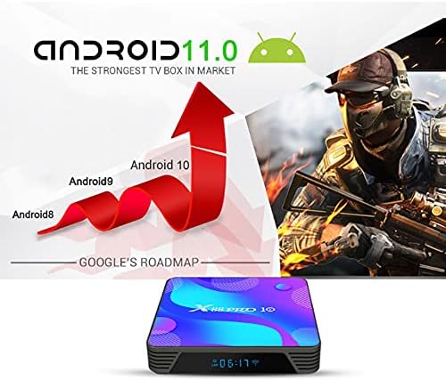 Android TV Box,EASYTONE Smart TV Box Android 11.0 4GB RAM 64GB ROM RK3318 Quad Core Cortex-A53 CPU Support Cast Screen 2.4G/5G WiFi BT 4.0 USB 3.0 LAN 100M Ethernet 3D 4K Media Box