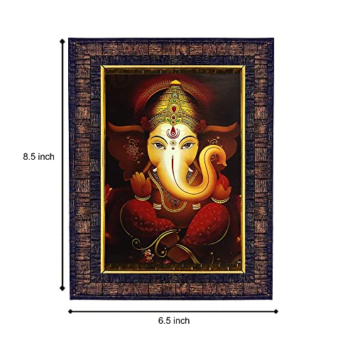 Image of Hawai Lord Ganesh /Ganpati Photo Frame, Size- 8.5x7inch | Engineered Wood Wall Hanging Home Decor Religious Frame | SFDI277BLKFRM
