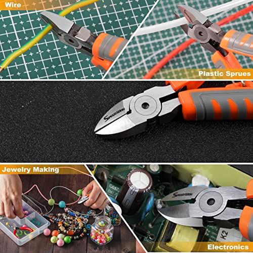 Speedwox Wire Cutter 5-Inch, Diagonal Cutting Pliers, Side Cutting Nippers With Safety Lock And Protective Holster, Mini Precision Flush Cutters Chromium Vanadium Steel,Diagonal Head Wire Clippers #TOP5