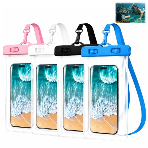 GodtKowty Lot de 4 Pochettes étanches sans Bordure IPX8 pour Smartphone Jusqu’à 7,2 Pouces – Housse Waterproof Universelle, Protection Transparente Photographie sous l’Eau et Usage Tactile