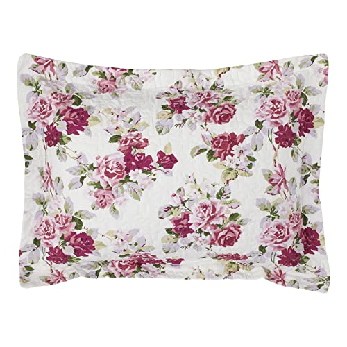 Laura Ashley Home Lidia Collection Quilt Set-100% Cotton, Reversible, Lightweight & Breathable Bedding, Pre-Washed For Added Softness, Queen, Pink #TOP7