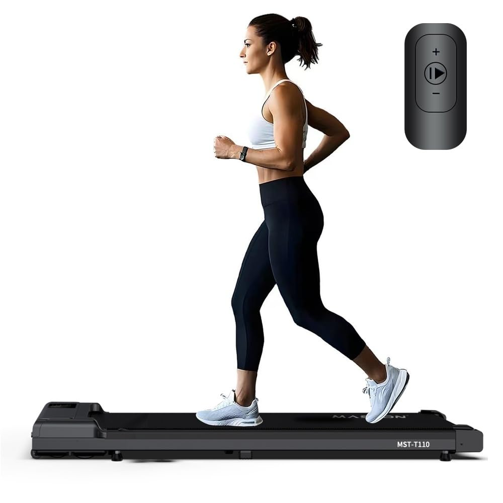 MASTON MST-T110 2.5HP Walking Pad Under Desk Treadmill with LED Display & Remote Control, Portable Treadmills Motorized Running Machine for Home Office Use, 1-6KM/H 100Kg Capacity
