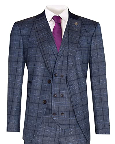 Tru Clothing Abito Blu Elegante da Uomo in 3 Pezzi...