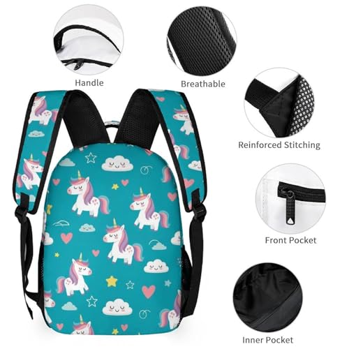 Backpack with Lunch Box & Cosmetic Bag Set Cute Unicorns (9) Bookbag Daypack Set Backpack with Lunch Bag Storage Bags3