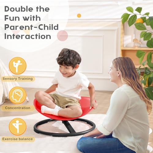 Image of BABAMU Spinning Chair for Autistic Kids, Sensory Swivel Chair, 220LBS Weight Capacity, Autism Sensory Products, Autism Toys, Sensory Toy (RED, Egg)
