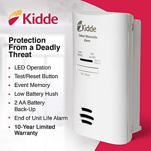 Kidde Carbon Monoxide Detector, Plug in Wall with AA Battery Backup, Test-Hush Button - Image 3