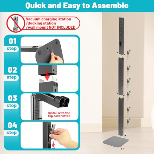 Image of Dyson Gen5 V8 V15 V12 V11 V10 V7 V6 Vacuum Cleaner, Metal Floor Docking Station with Built-in Cable Management, Storage Stand Organizer with 6 Hooks for