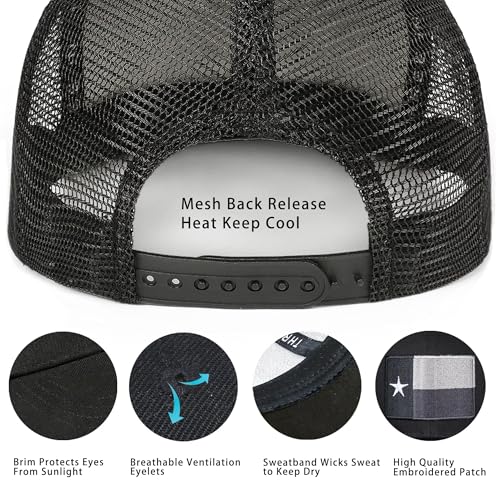 Image of Adjustable State Flag Trucker Hat Mesh Baseball Cap with Embroidered Patch for Men Women