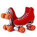 NVGSHO Adult Roller Skates, Pu Leather High Top Double-Row Roller Skates, Aluminum Alloy Base Frame, Perfect for Outdoor Sports and Automatic Walking, with Bags,Red,Men's US13