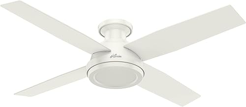 Hunter Fan Company 59248 Dempsey - Ventilador de techo de perfil bajo con control remoto 52 pulgadas acabado blanco fresco