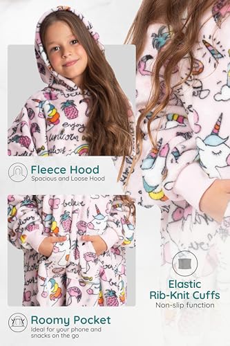 Mad Dog Kids Blanket Hoodie - Wearable Blankets with Cozy Sleeves, Soft Fleece & Sherpa Designs, for Boys & Girls, Ages 4-13 - Image 5