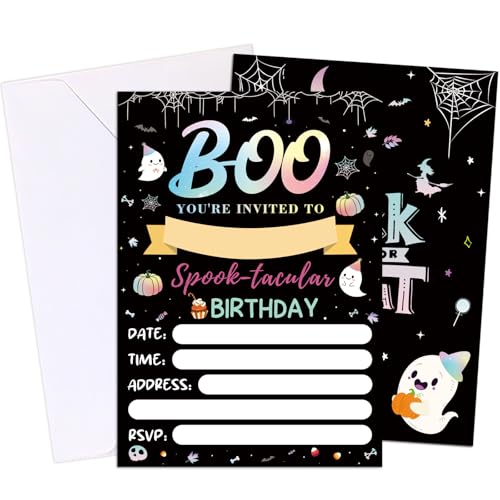 HEYINSHEN 20 Set Halloween Birthday Invitation Cards with Envelopes Spooky