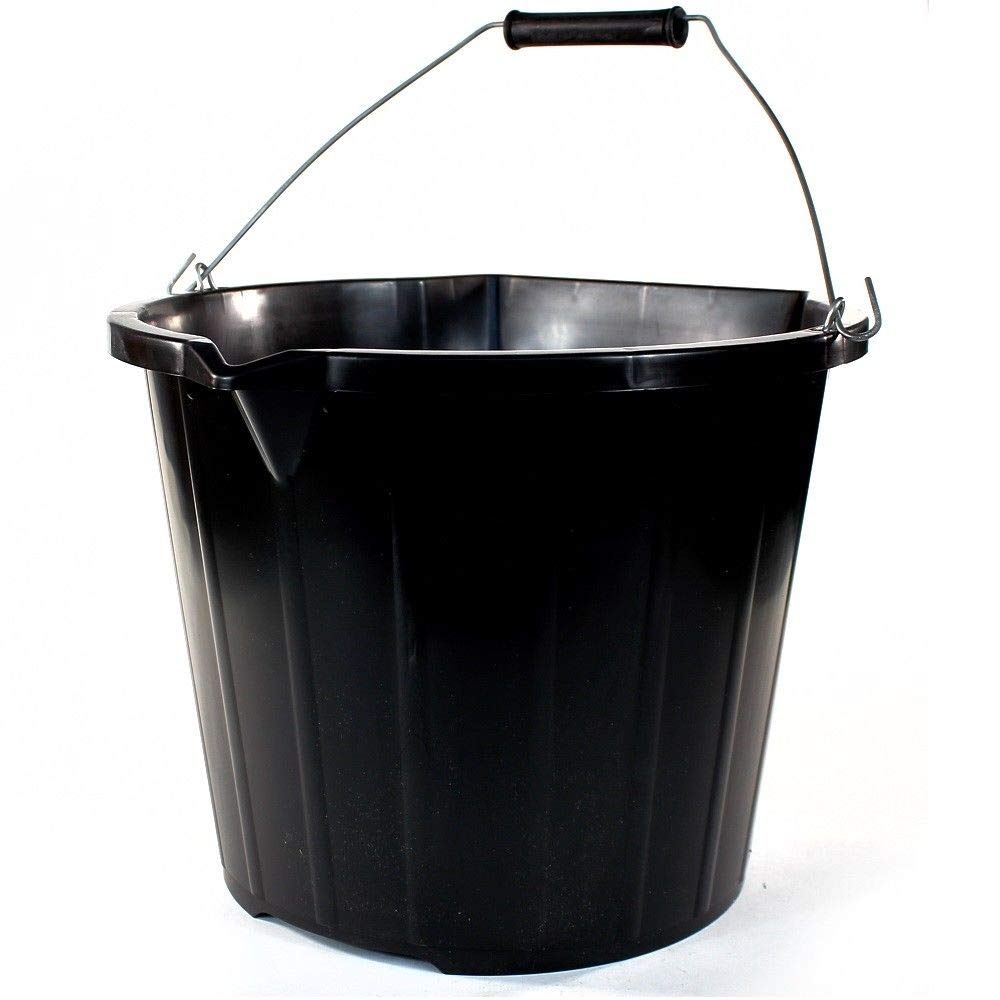 Xtremeauto Black Multipurpose Stadium Bucket Flat Edge Heavy Duty 3 Gallon 15 Litre Builders Equestrian Plasterers Tradesmen Labour (3)