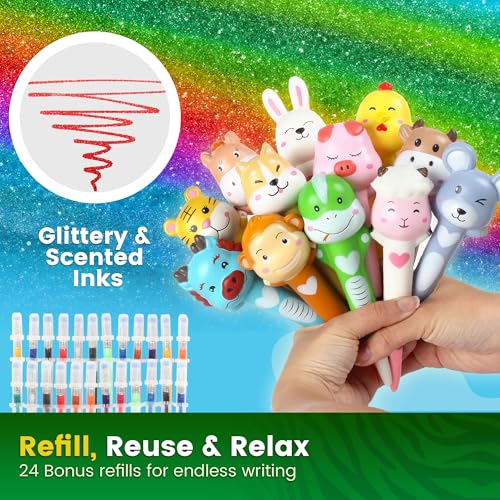 Image of BUNMO Squishy Pens for Kids, Slow Rising Squishy Top Gel Pens, Kawaii School Supplies for Girls, Cute Fun Pens for Back to School, Trendy Squishy Stationery for School, 12 Pk Zodiac Set