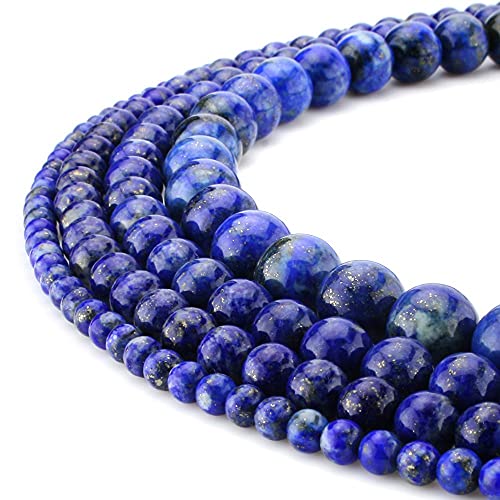 Image of BEADNOVA Blue Lapis Lazuli Beads Natural Crystal Beads Stone Gemstone Round Loose Energy Healing with Crystal Stretch Cord for Jewelry Making (4mm, 90-92pcs)