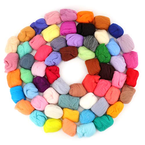Yarlung 60 Colors Wool Yarn Roving, Needle Felting Wool Fibre Hand Spinning for DIY Craft Animal, Home Decoration, Birthday Gift, Suitable for Beginners