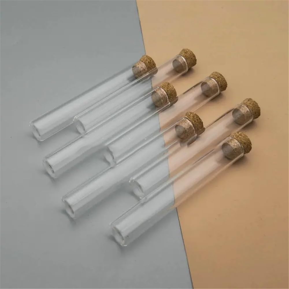 probówki z przezroczystego szkła, Probówki szklane z korkami płaskim dnem 12x75mm 20/50/100 szt(100pcs)