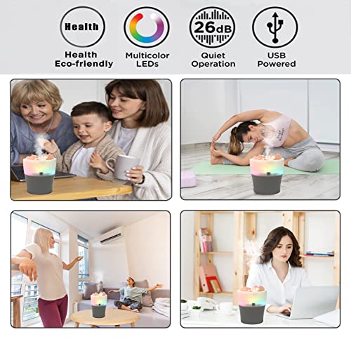Olinlife Cool Mist Humidifier,Himalayan Salt Mini Humidifier 150Ml Usb Portable Air Artificial Humidifier,Led Color Changing Light & 2 Mist Modes Ultra Quiet For Desktop Office Bedroom #TOP6