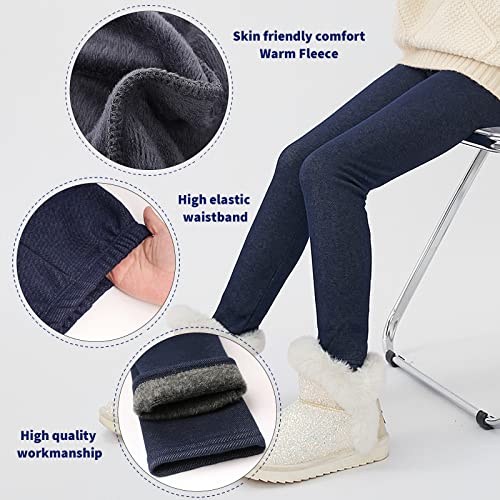 Girls Winter Warm Leggings Kids Fleece Lined Thick Basic Full Pants for 3-11 Years4