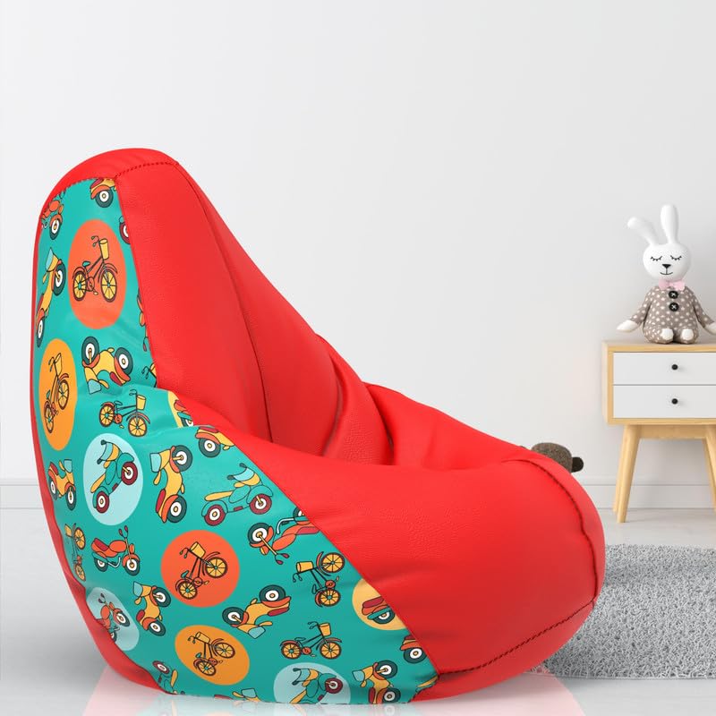 ComfyBean Bag with Beans Filled XL- Official: Jack & Mayers Bean Bags - for Kids - Max User Height : 4 Ft. - Weight : 30 Kgs(Model: Scooter - H - Red Green) (B0BNB6DZ3D) Amazon Price History, Amazon Price Tracker