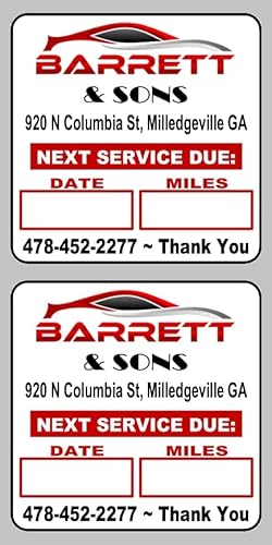 Quality Synthetic Custom Oil Change Reminder Stickers With Fade Resistant Ink And Easy Peel Off. Ideal For Handwriting. White Background Optional Stock Logos To Choose From (1000 Quantity, Blue) #TOP7