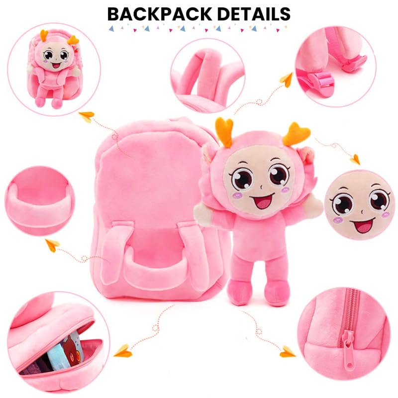 Image of Frantic Cute Backpack for Nursery Children Soft Plush Velvet Cartoon Animal Plush Preschool Mini Travel Bags for Baby Girl & Baby Boy Ideal for Girls, Boys & Toddlers, 2-5 Years