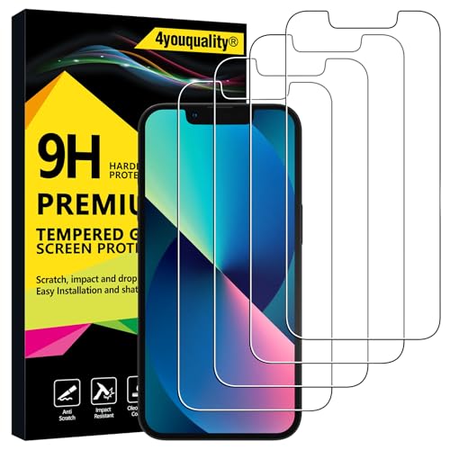 4youquality [FourPacks Screen Protector for iPhone 17e/16e iPhone 14/13 & 13 Pro Tempered Glass Case Friendly Impact Resistant Shatterproof Design 3D Touch Scratch Resistant Lifetime Support