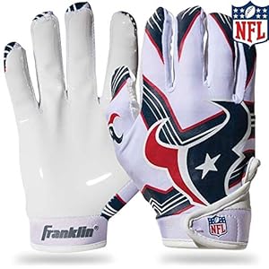 Franklin Sports Houston Texans Youth NFL Football Receiver Gloves – Receiver Gloves for Kids – NFL Team Logos and Silicone Palm – Youth S/XS Pair