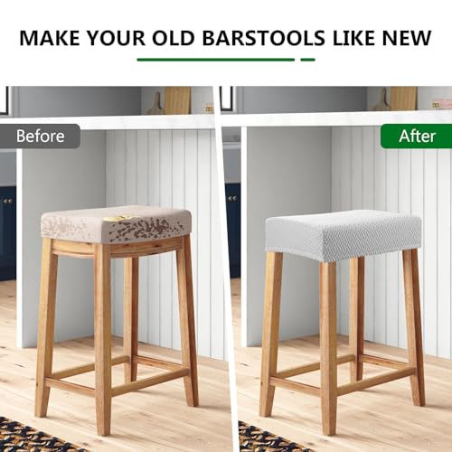 Image of YISUN Stool Covers Rectangle - 4 Pack Stretch Waterproof Saddle Seat Cover Counter Bar Stools Bar Chairs Covers Kitchen Island Chairs Cushion Protector