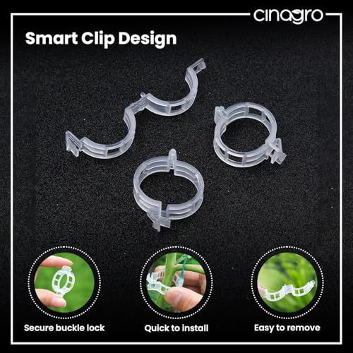 Image of Cinagro Plant Support Clips for Climbing Plants, Set of 100, 4cm Dia | Reusable Stem Holder for Upright Growth, For Vines, Vegetables, Flowers