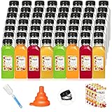 Hsei 200 Sets 12oz Plastic Juice Bottles with Caps Bulk Reusable Empty Clear Beverage Container With