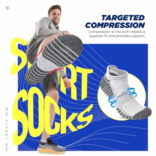 Image of TANSTC Athletic Running Ankle Socks,6Pairs Cushioned Low Cut Anti-Blister Tab Sports Sock Men Women