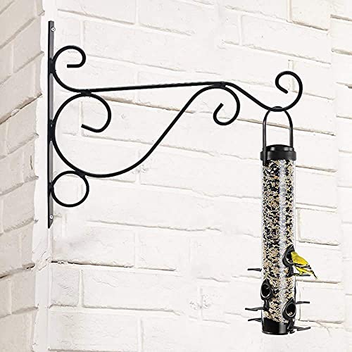 ZONADAH Pack of 2 Multi-function 25cm Metal Wall Mount Holder Hanger Hooks Curved Line Style for Plant Flower Basket Lights Birdcage Lanterns Wind Chimes Garden Balcony Indoor or Outdoor Black - Image 2