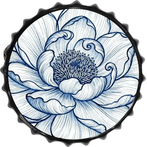 Flower Art Printed Metal Bottle Caps Tin Signs 1PCS, Wall Art Tin Plaque Plat Decoration for Pub Garage Man Cave Garden Kitchen Street Home Decor 11.8 Inch