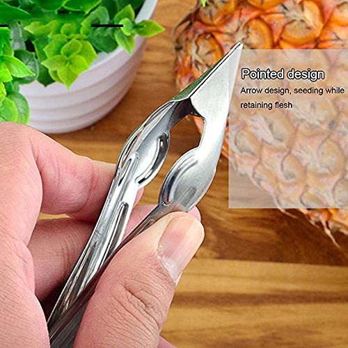 Image of Pineapple Corer Stainless Steel Pineapple Eye Remover Tool - Eye Peeler, Practical Seed Remover Clip Slicer Clip Fruit Kitchen Tool (Stainless Steel, 3PCS)