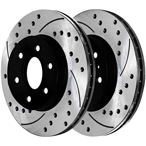 Auto Shack SCD1012PR64113 Set of 4 Drilled and Slotted Rotors and 8 Ceramic Brake Pads
