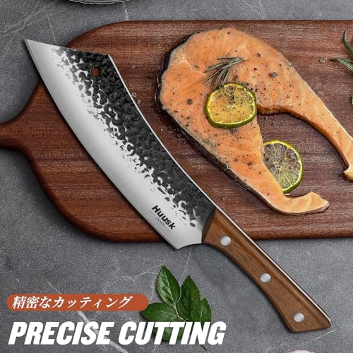 Image of Huusk 7.4 Inch Meat Cleaver for Meat Cutting, Hand-Forged High Carbon Steel Butcher Knife with Sharp Blade & Ergonomic Handle, Professional Butcher Knife for Home Kitchen Cooking