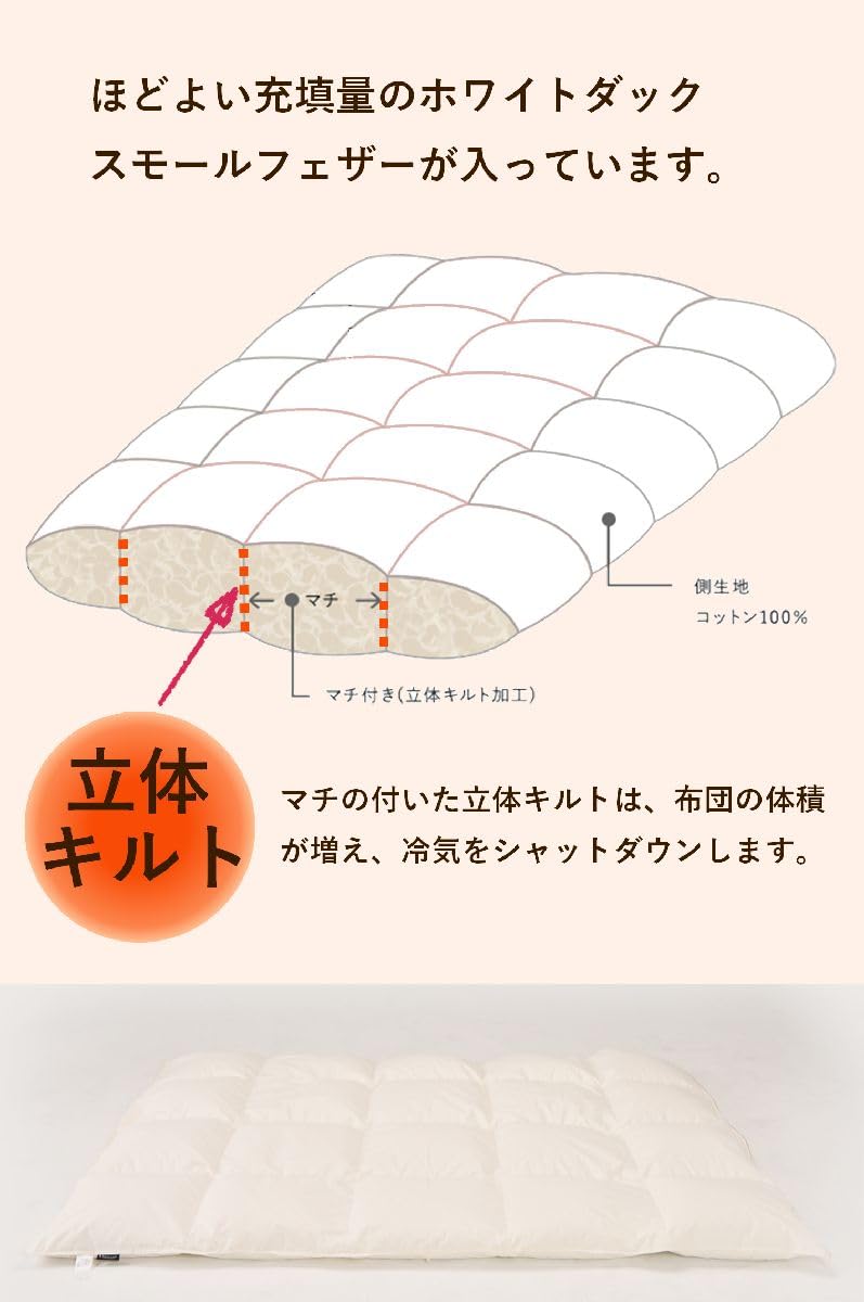 Amazon｜羽毛のような羽根布団 シングル ホワイトダックスモール