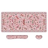 iCasso Large Mouse pad for Desk, Computer Desk Mat, 3Pcs XXL Keyboard and Mouse Pad + Keyboard Wrist Rest, Desk Matt for Desktop, Easy Typing Pain Relief Ultra Thick Mousepad Keyboard Mat(Pink)