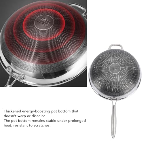 Wok de acero inoxidable 304 con recubrimiento antiadherente 32 cm miniatura 4