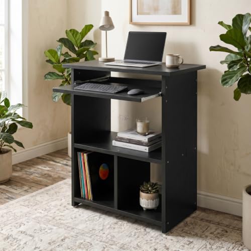 Image of Amazon Brand - Solimo Elite Study Table for Home Office | Engineered Wood Computer & Writing Desk |Black | L 61 x W 35 x H 75 cm