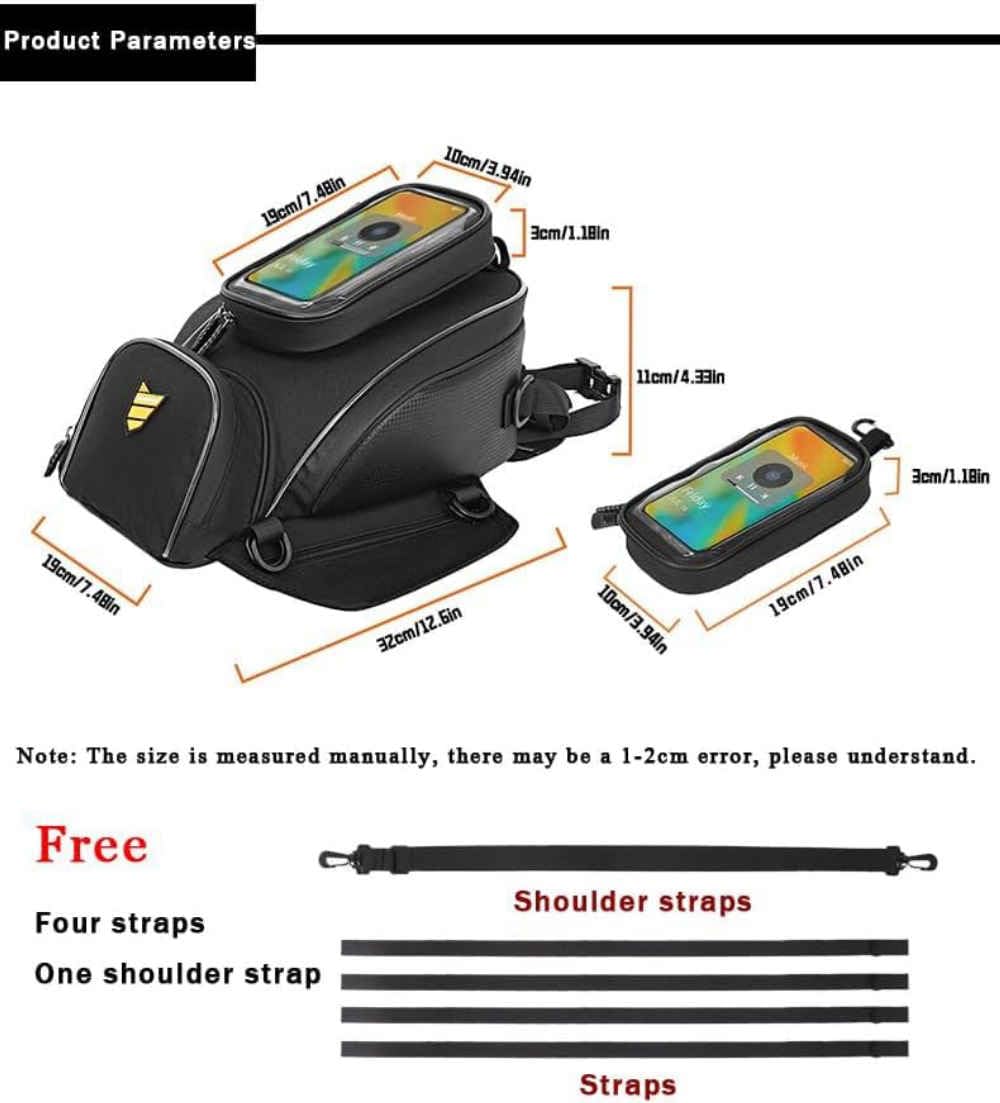 Sacoche de Réservoir Moto pour Kawasaki Eliminator 450, Étanche Magnétique Sac Bagage Sacoche Fenêtre Écran Tactile