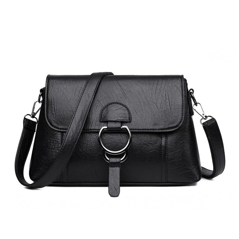 Bolsa Feminina Moda Simples, Couro PU, Pequena, Cor Sólida, Ombro, Transversal, Tipo Mensageiro, Clutch(Preto)