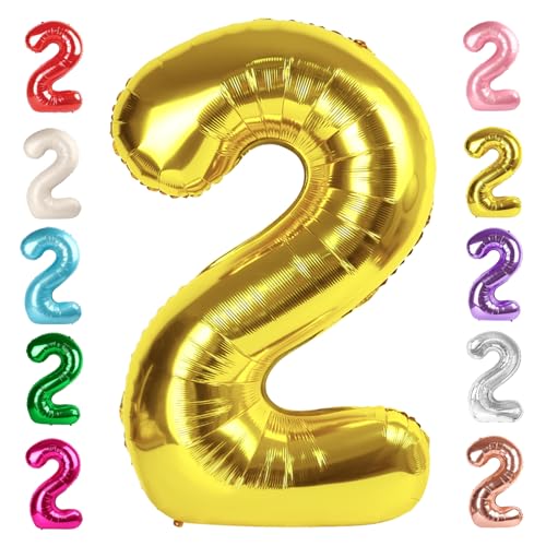 Image of 2 Balloon Numbers Birthday Decorations, 40In Gold Balloons for Men Women | Eye-catching Appearance, Perfect Decorative Centerpieces, Convenient Self-sealing Structure, Widely for Various Occasions