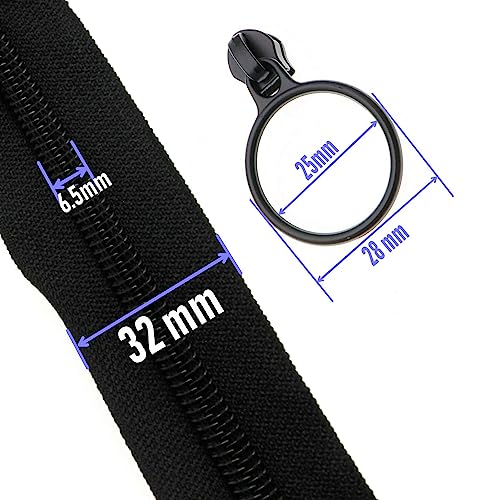 #5 Black Nylon Coil Zippers by The Yards Bulk 10 Yards with 25pcs Black Sliders for DIY Tailor Sewing Craft,Luggage,Dress,Sofa Cushion,Pillow,Bag Leekayer - Image 2